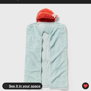 Pillowfort Aqua Wrap with Coral Cap